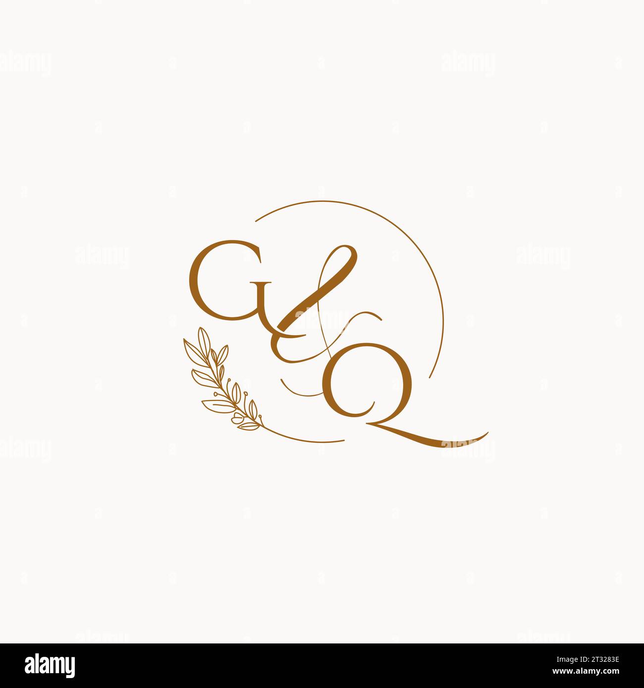 GQ initial wedding monogram logo design ideas Stock Vector