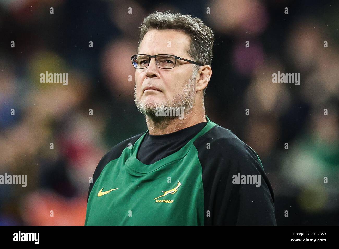 Saint-Denis, France, France. 21st Oct, 2023. Rassie ERASMUS of South Africa during the World Cup 2023, semi-final match between England and South Africa at Stade de France on October 21, 2023 in Saint-Denis near Paris, France. (Credit Image: © Matthieu Mirville/ZUMA Press Wire) EDITORIAL USAGE ONLY! Not for Commercial USAGE! Stock Photo