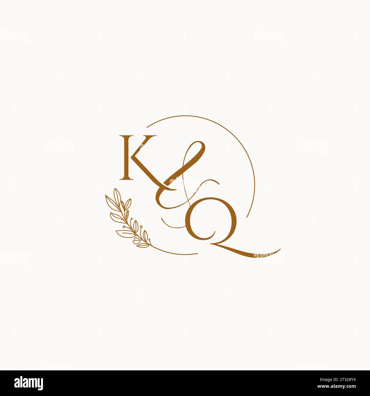 KQ initial wedding monogram logo design ideas Stock Vector
