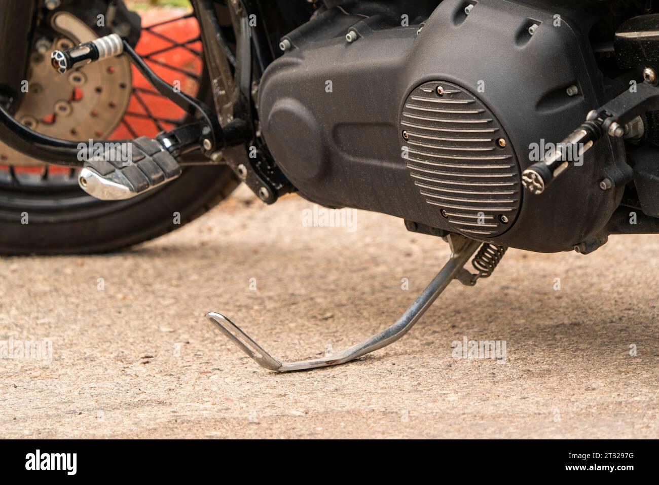 black motorcycle pedals and clutch in turkey Stock Photo