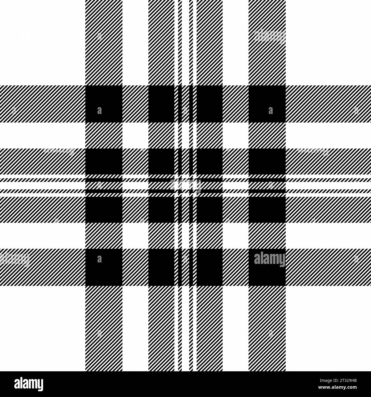 Vector fabric seamless of check texture tartan with a textile background plaid pattern in white and black colors. Stock Vector