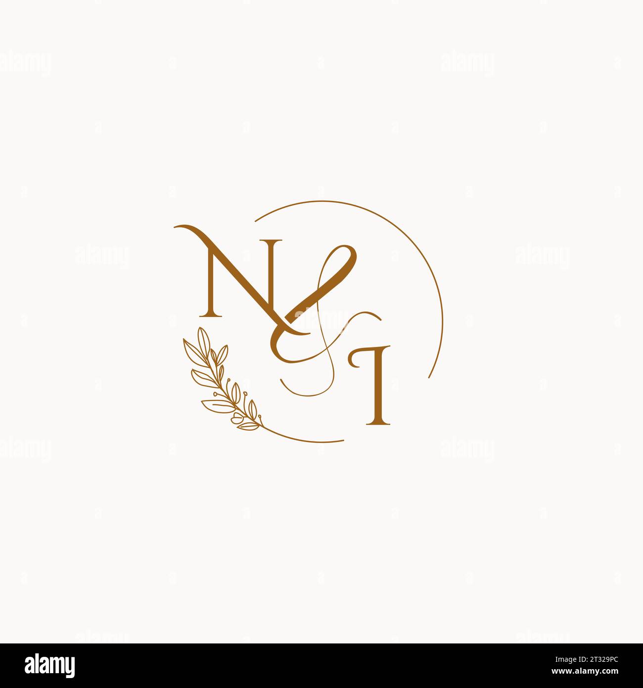 NI initial wedding monogram logo design ideas Stock Vector