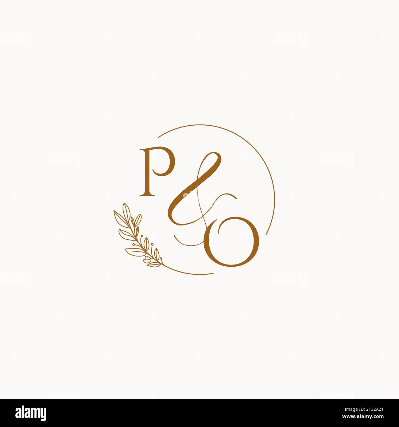 PO initial wedding monogram logo design ideas Stock Vector