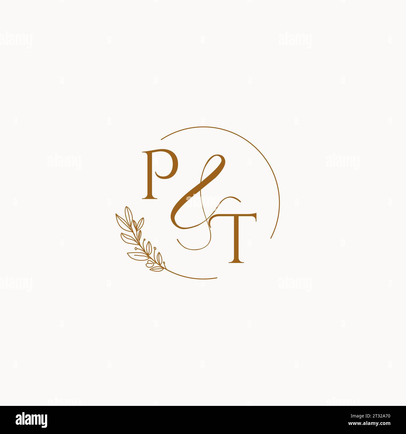 PT initial wedding monogram logo design ideas Stock Vector