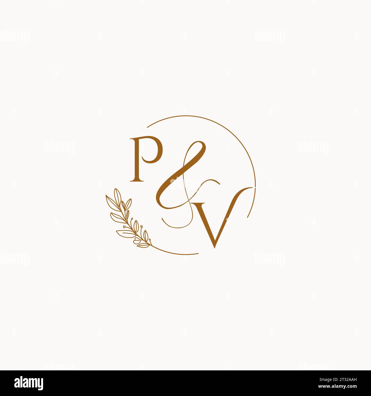 PV initial wedding monogram logo design ideas Stock Vector