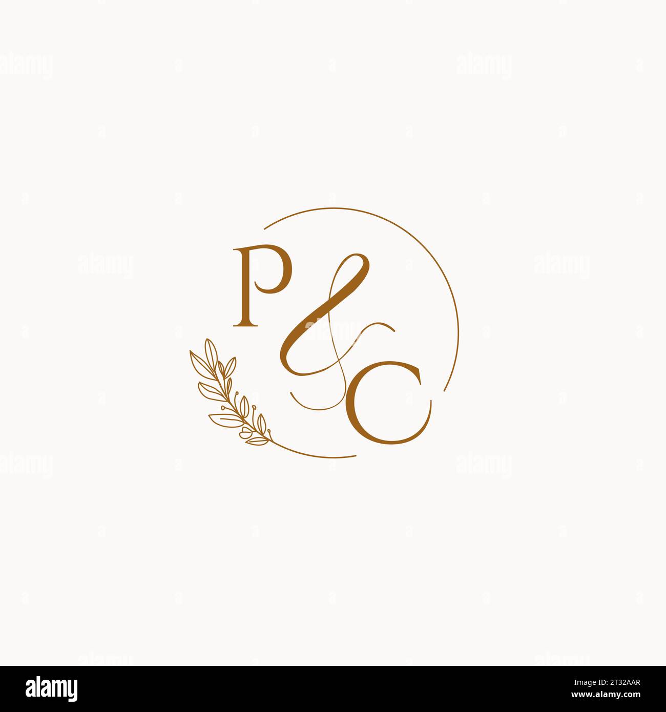 PC initial wedding monogram logo design ideas Stock Vector