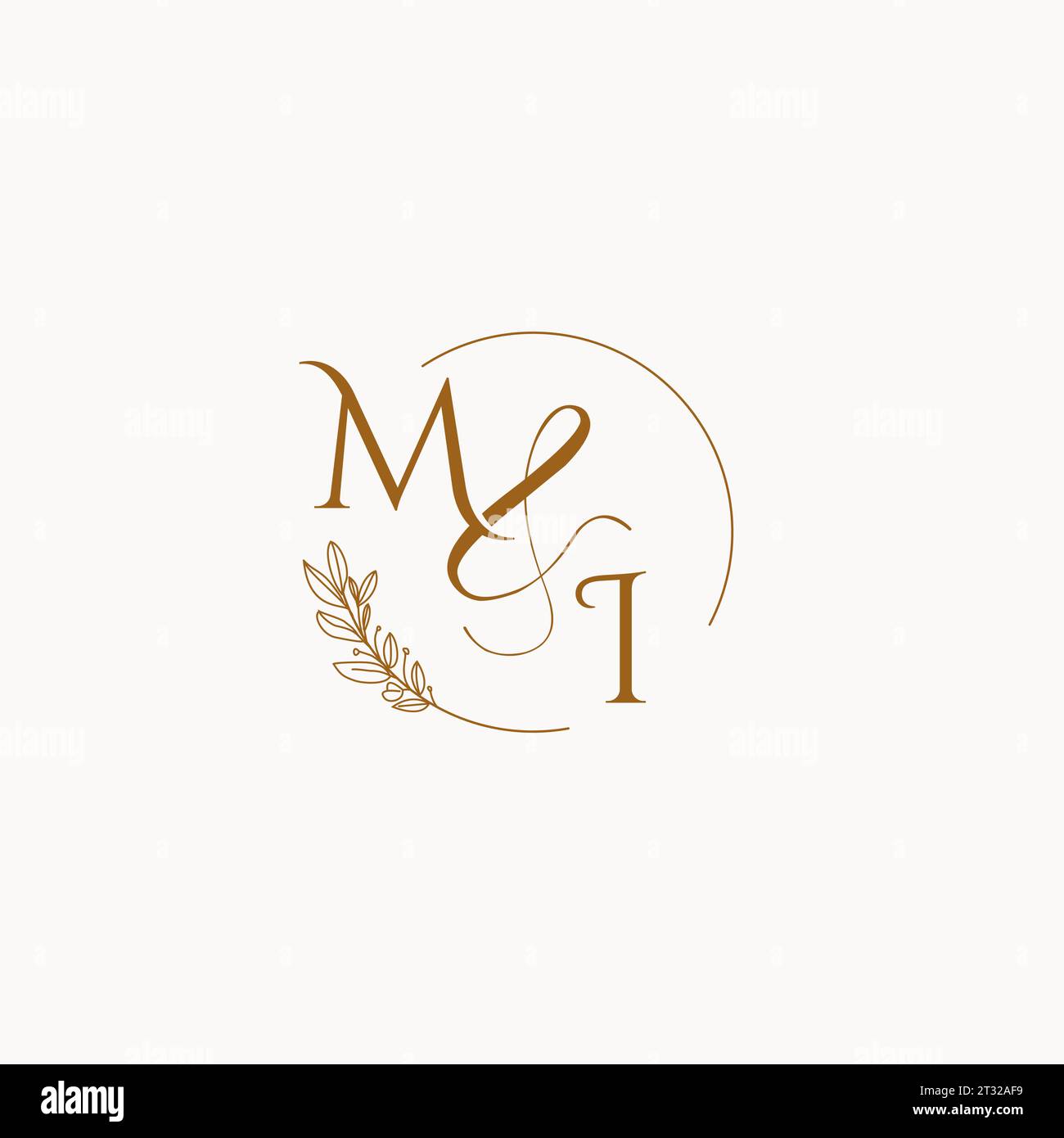 MI initial wedding monogram logo design ideas Stock Vector