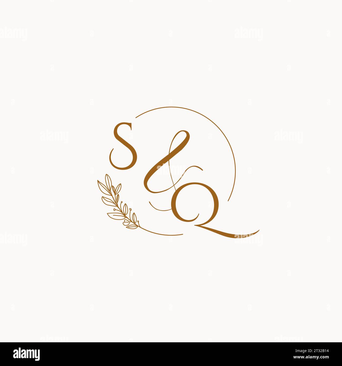 SQ initial wedding monogram logo design ideas Stock Vector