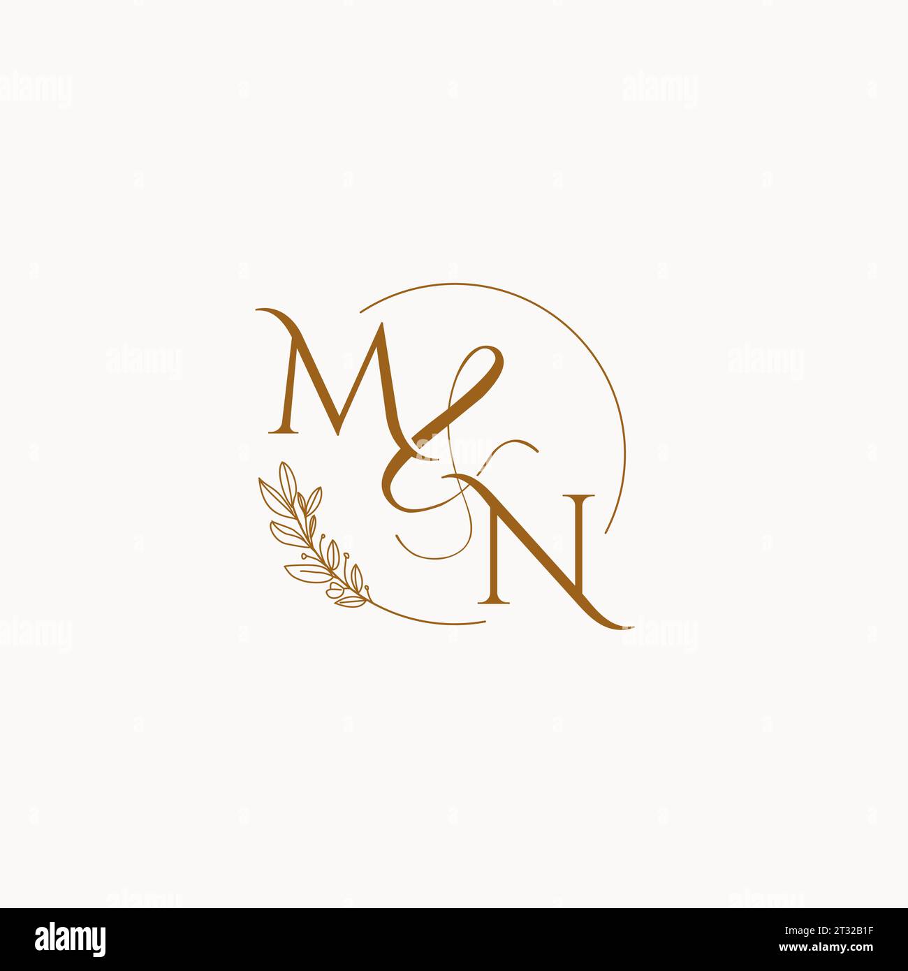 MN initial wedding monogram logo design ideas Stock Vector