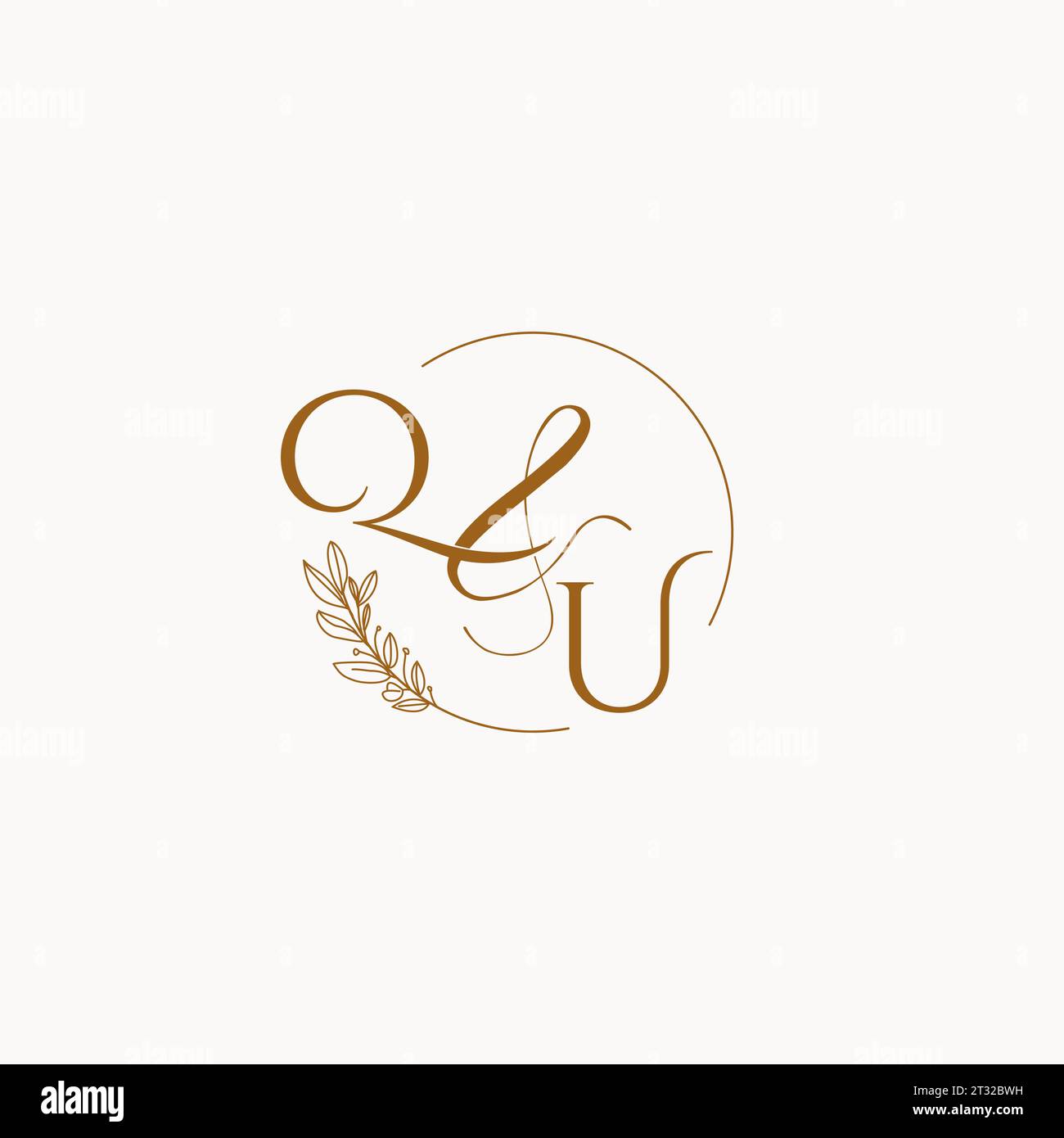 QU initial wedding monogram logo design ideas Stock Vector