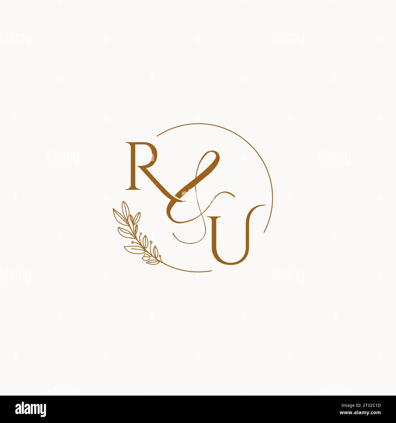 RU initial wedding monogram logo design ideas Stock Vector