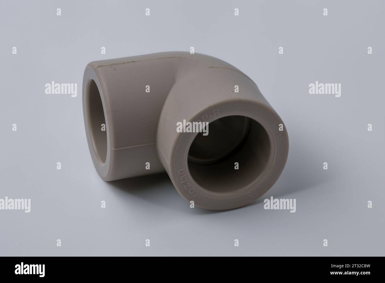 Polypropylene couplings for welding pipes on white. Stock Photo