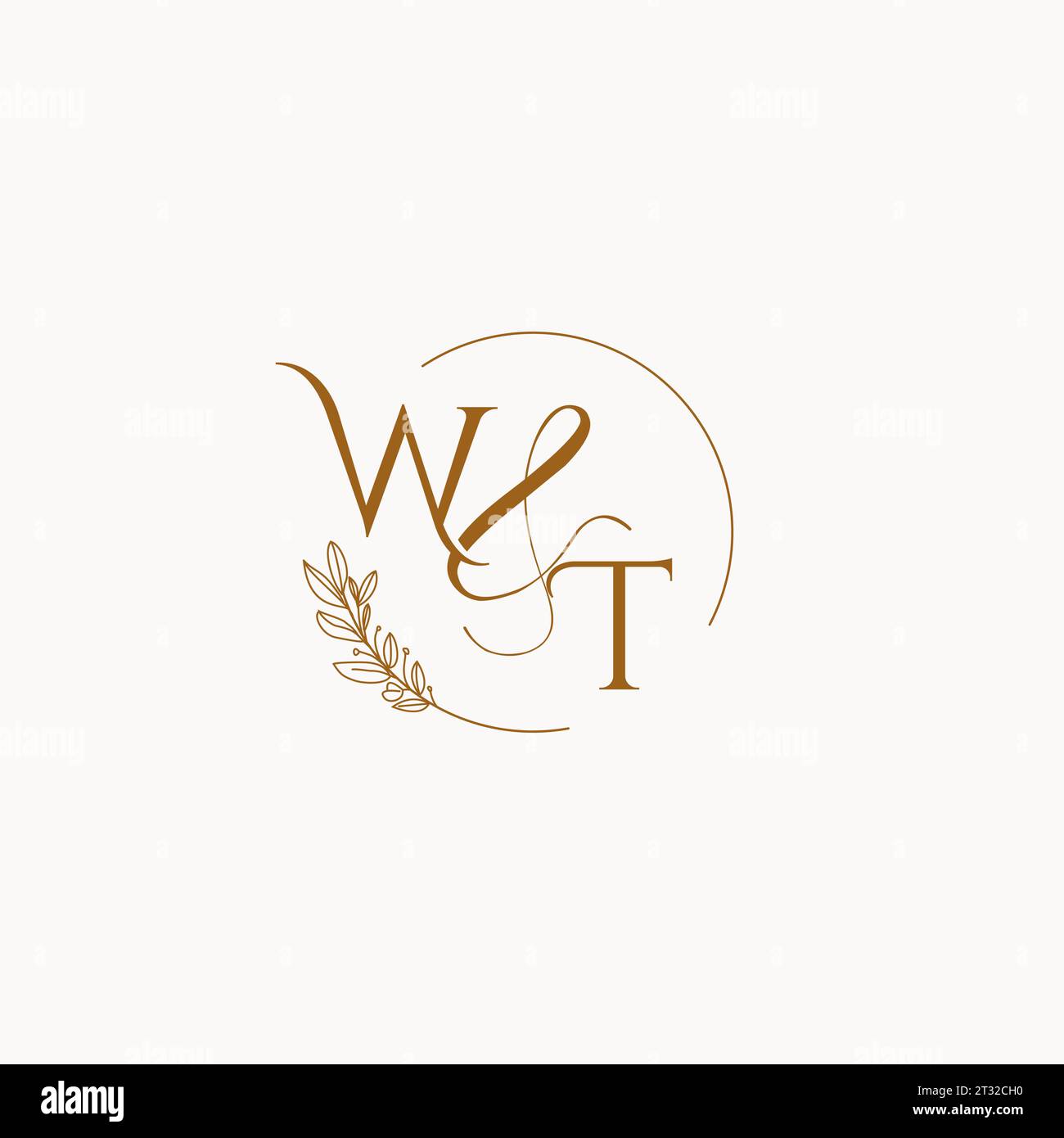 WT initial wedding monogram logo design ideas Stock Vector