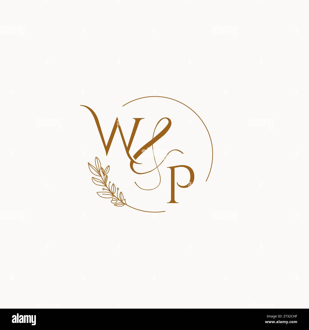 WP initial wedding monogram logo design ideas Stock Vector