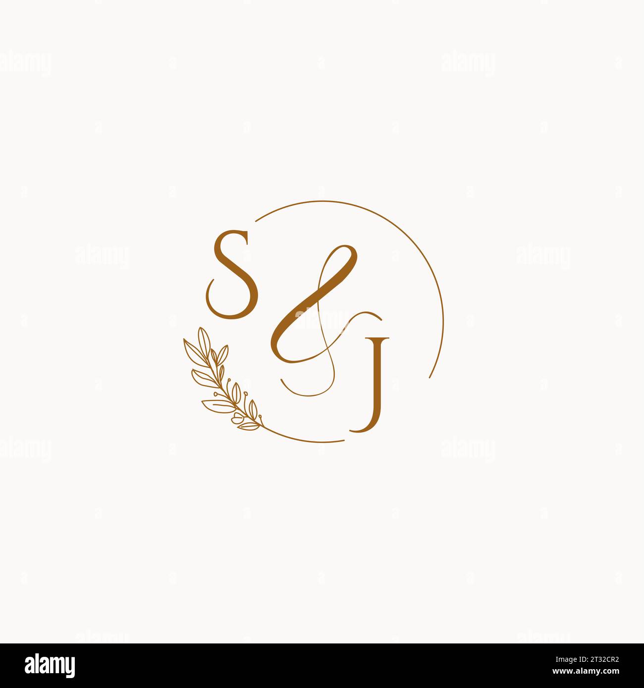 SJ initial wedding monogram logo design ideas Stock Vector