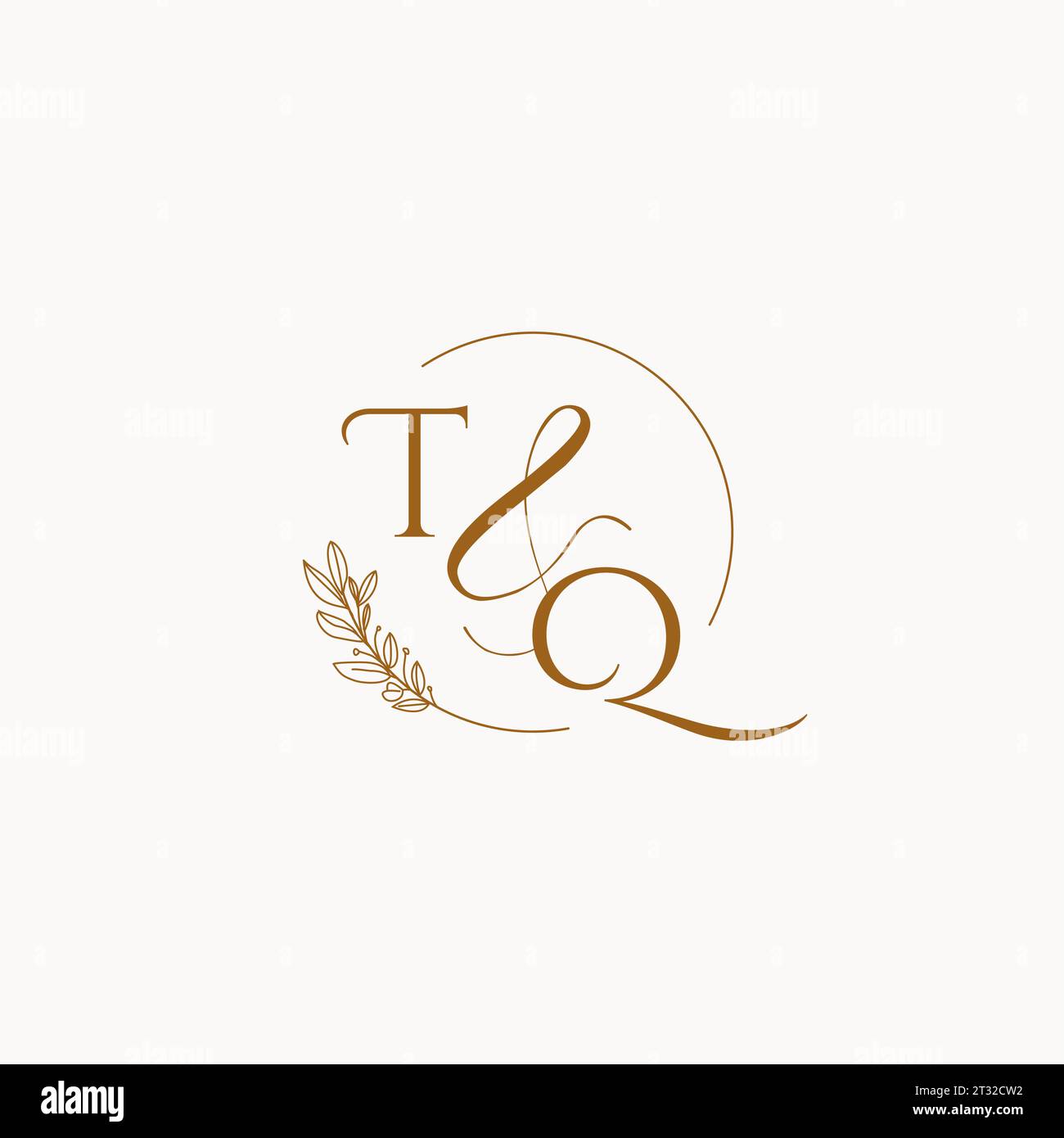 TQ initial wedding monogram logo design ideas Stock Vector