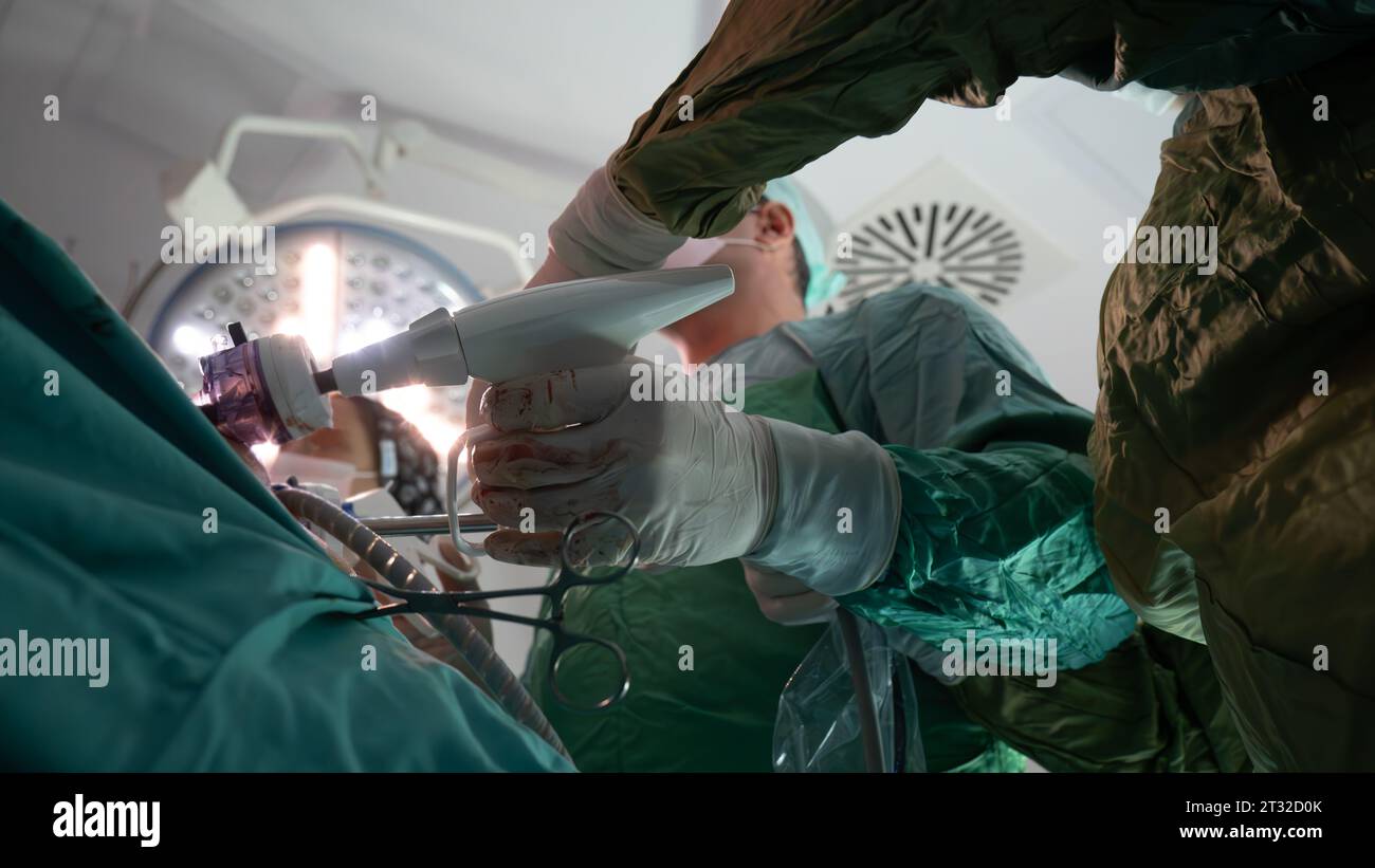 Obesity surgery. Weight loss surgery is performed with laparoscopic