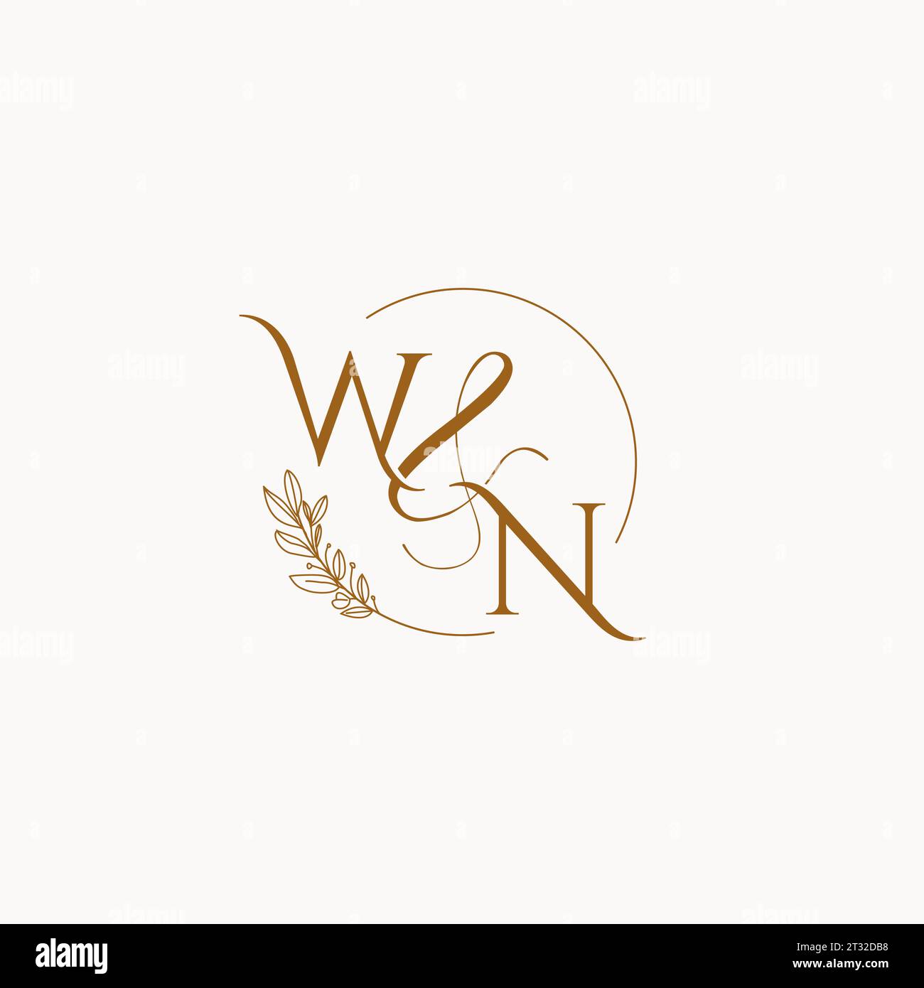 WN initial wedding monogram logo design ideas Stock Vector