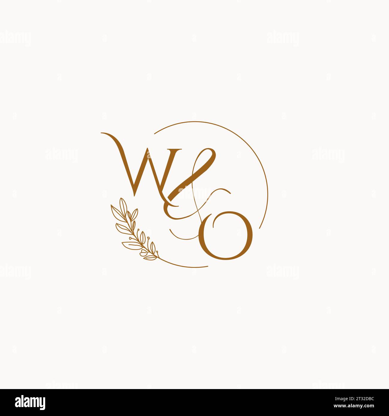 WO initial wedding monogram logo design ideas Stock Vector