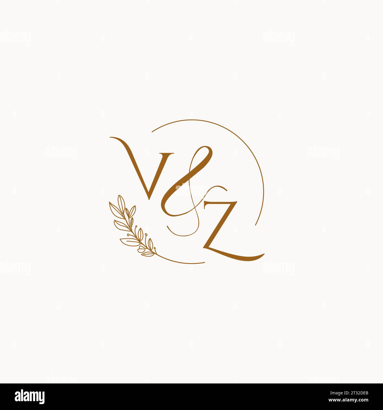 VZ initial wedding monogram logo design ideas Stock Vector