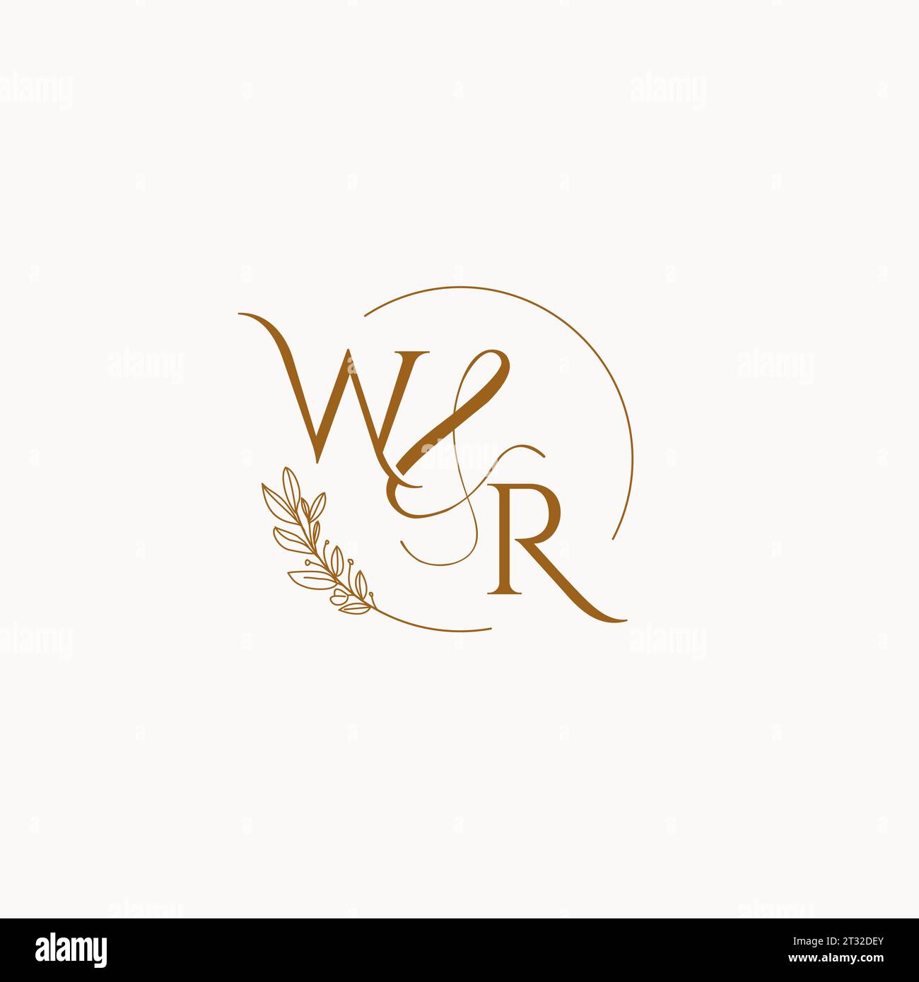 WR initial wedding monogram logo design ideas Stock Vector