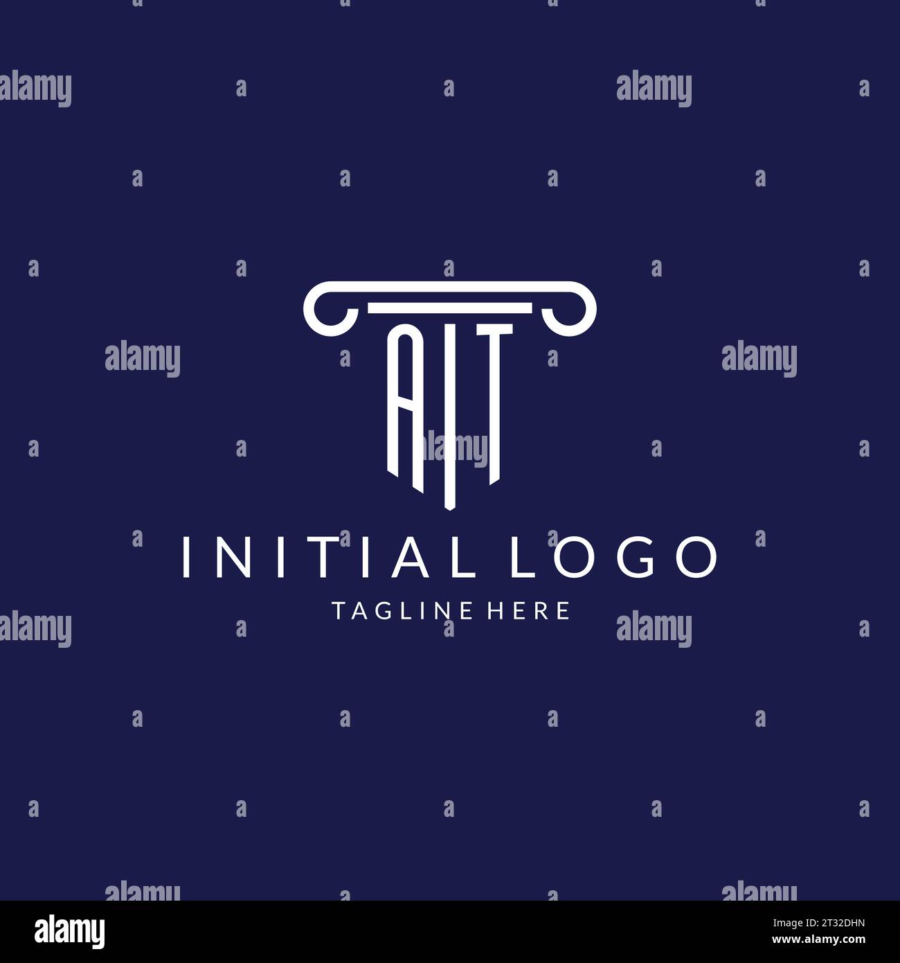 AT logo monogram with pillar shape designs vector Stock Vector