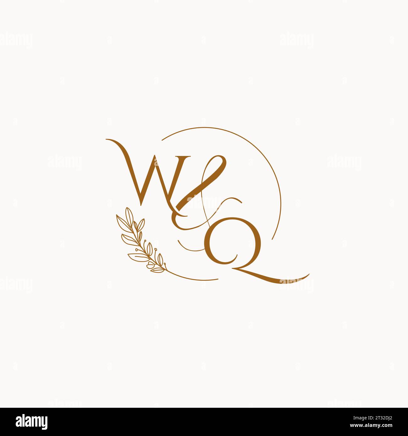 WQ initial wedding monogram logo design ideas Stock Vector