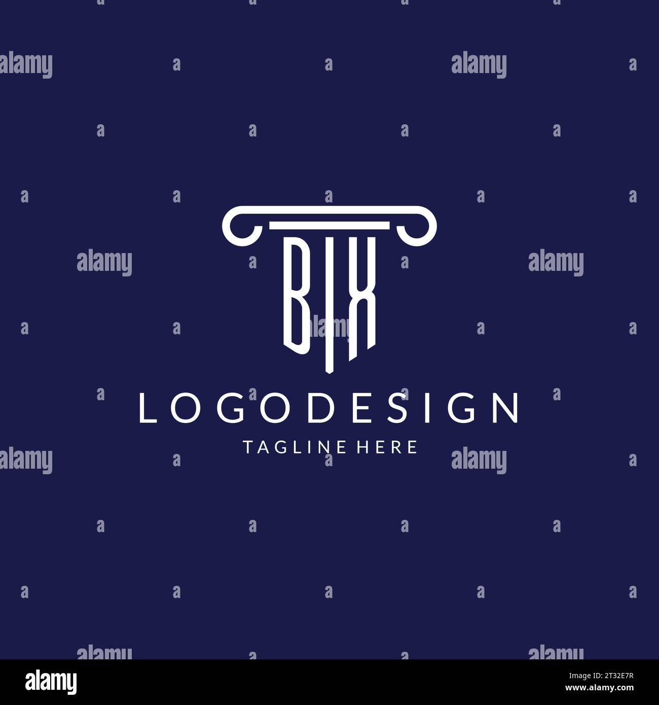 BX logo monogram with pillar shape designs vector Stock Vector