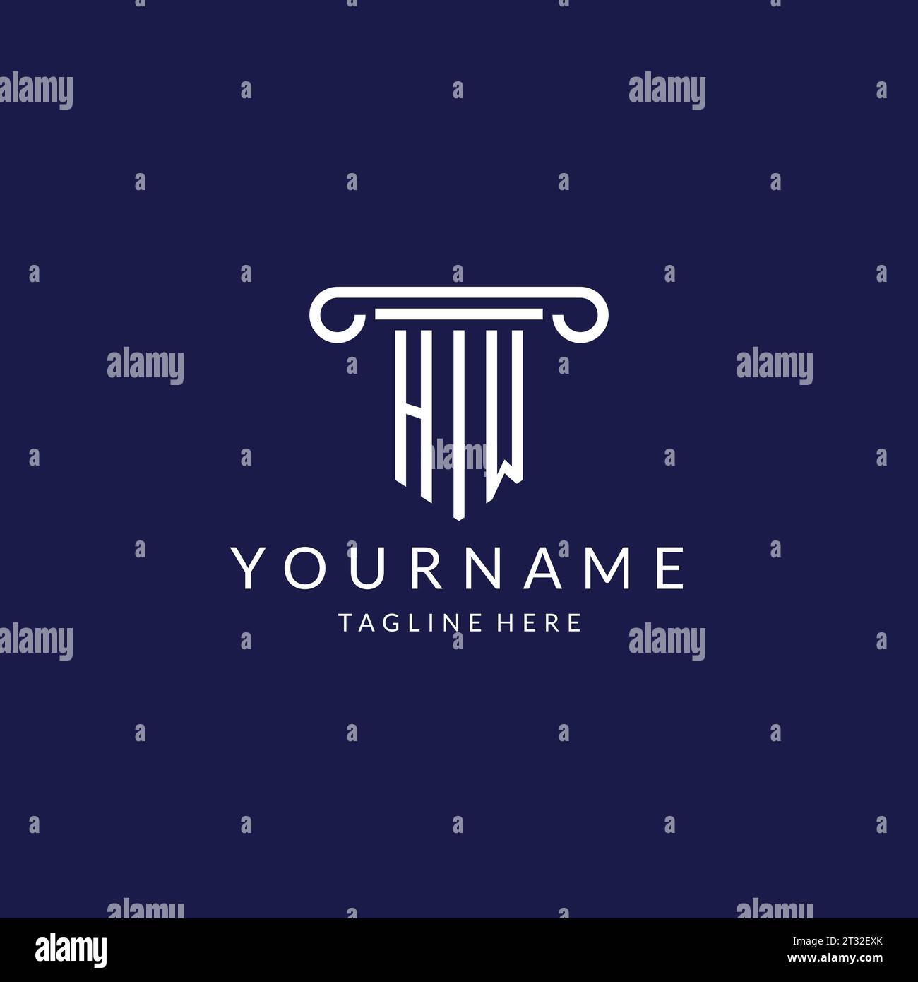 HW logo monogram with pillar shape designs vector Stock Vector