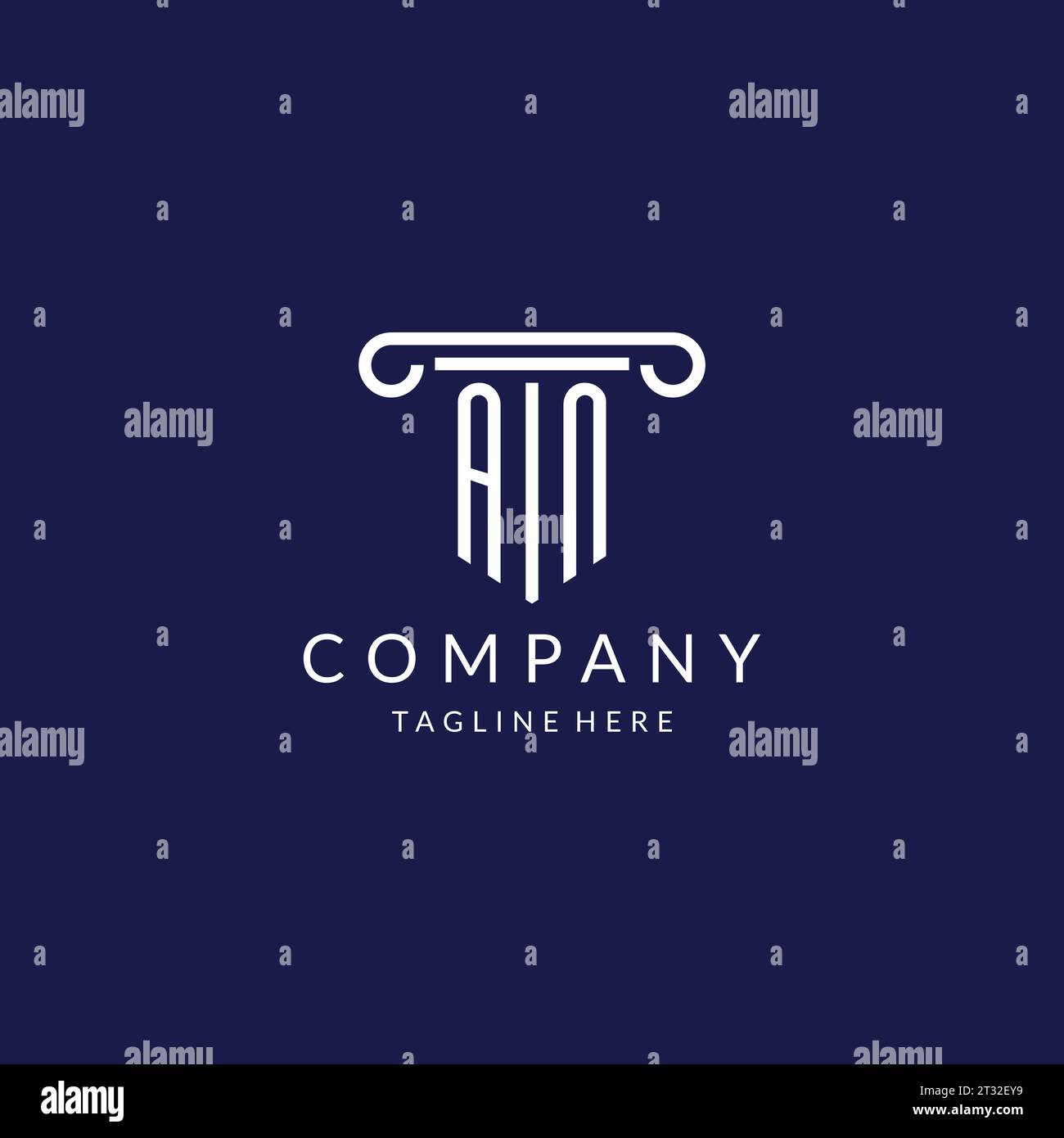 AN logo monogram with pillar shape designs vector Stock Vector