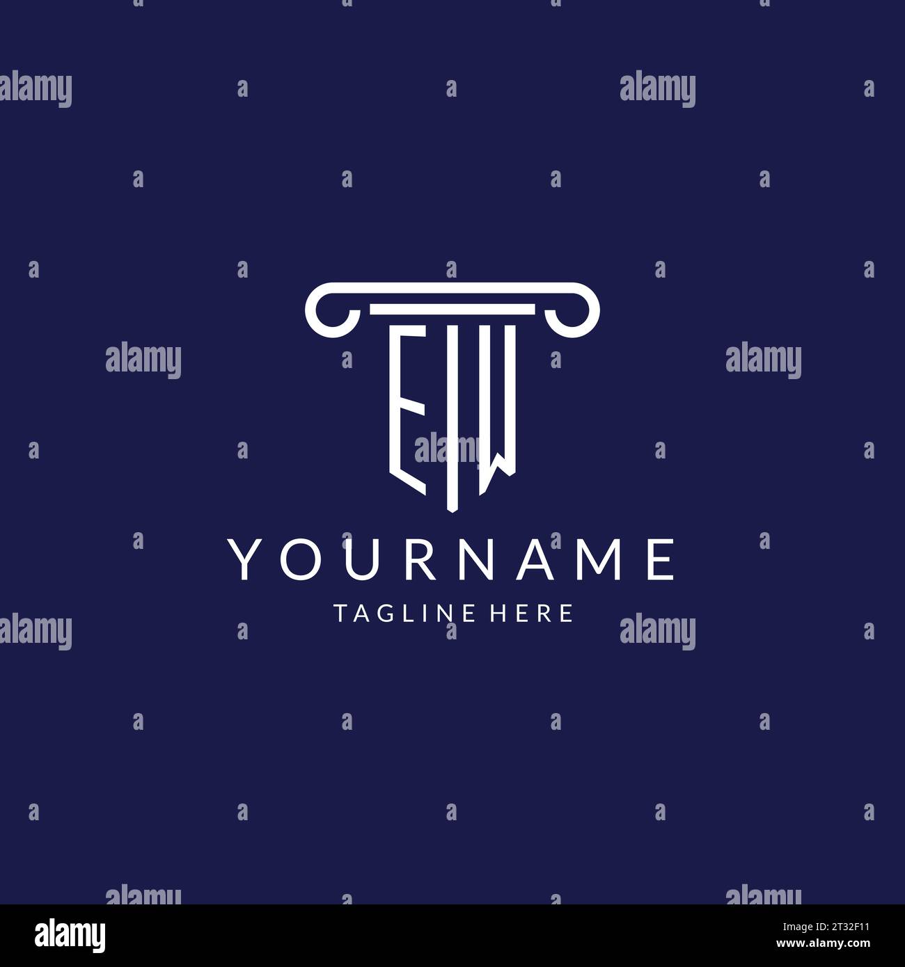 EW logo monogram with pillar shape designs vector Stock Vector