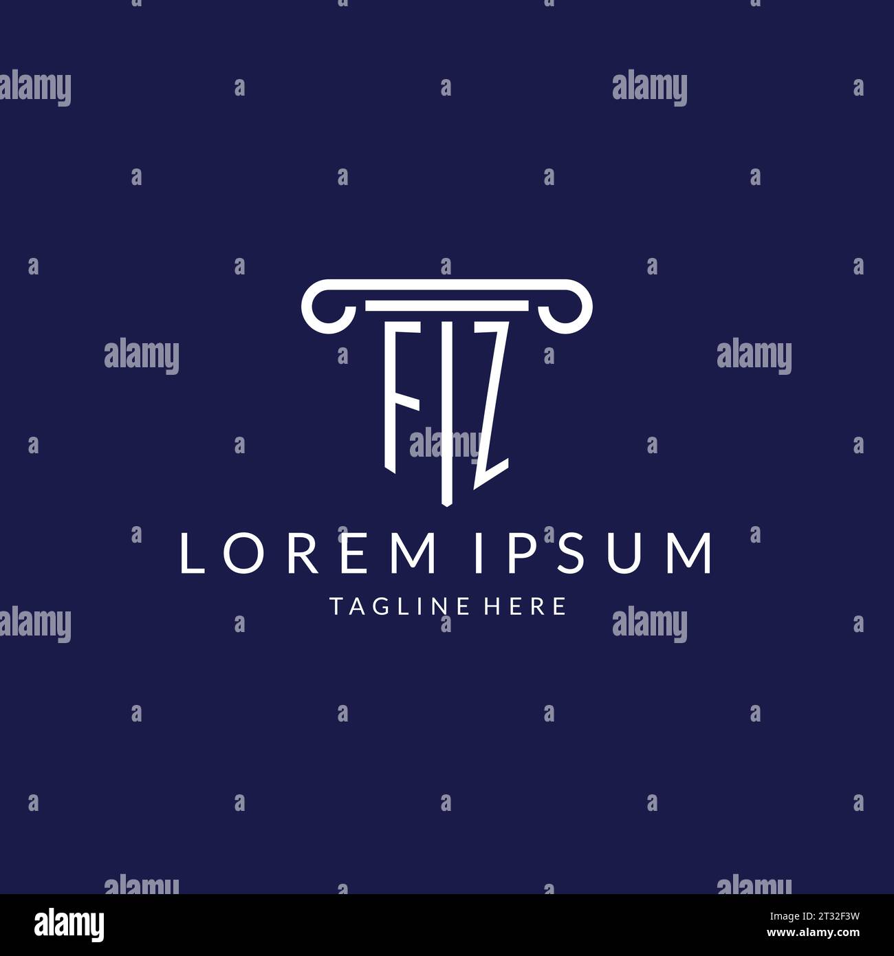 FZ logo monogram with pillar shape designs vector Stock Vector