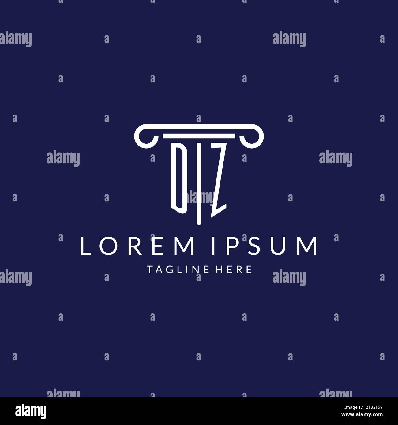 DZ logo monogram with pillar shape designs vector Stock Vector