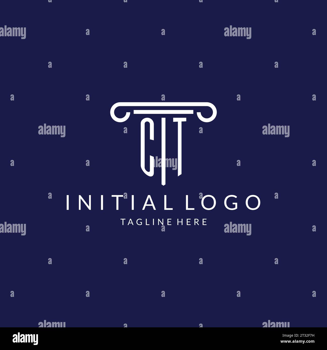 CT logo monogram with pillar shape designs vector Stock Vector