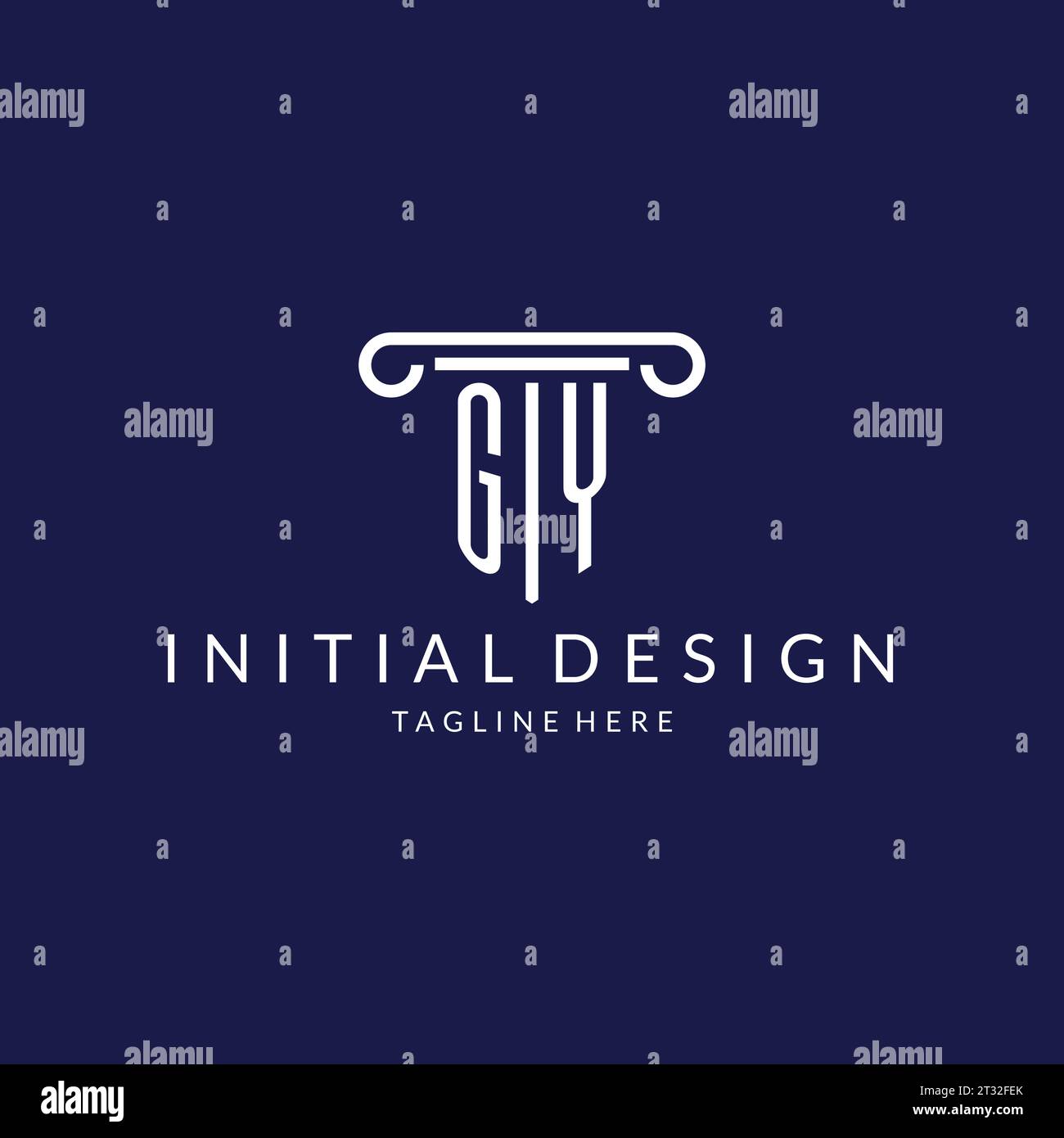 GY logo monogram with pillar shape designs vector Stock Vector