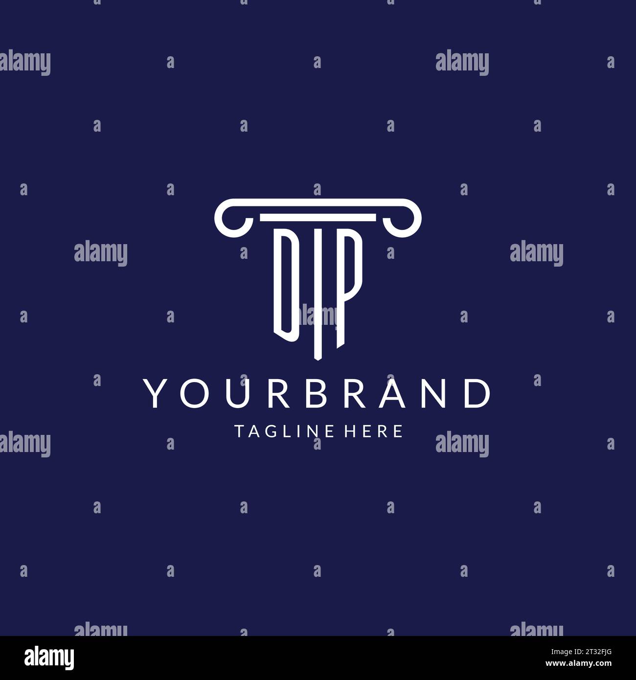 DP logo monogram with pillar shape designs vector Stock Vector