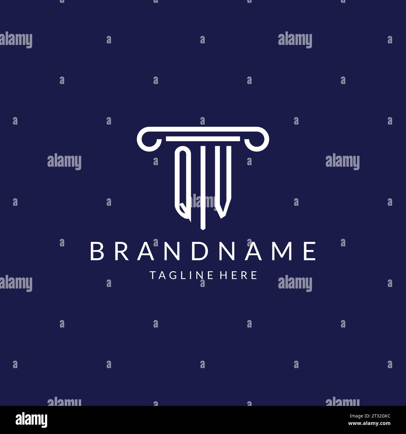 QV logo monogram with pillar shape designs vector Stock Vector
