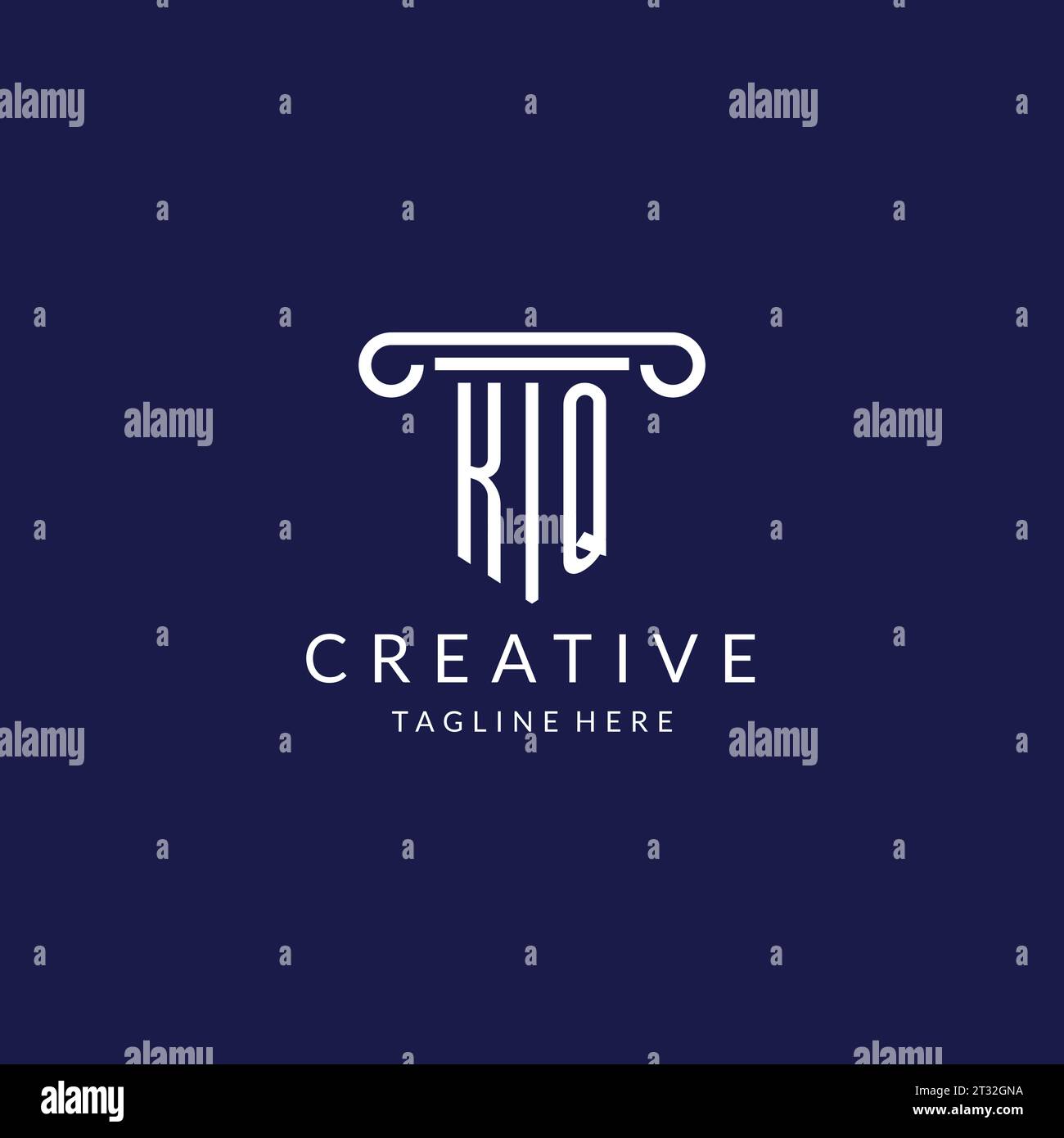 KQ logo monogram with pillar shape designs vector Stock Vector