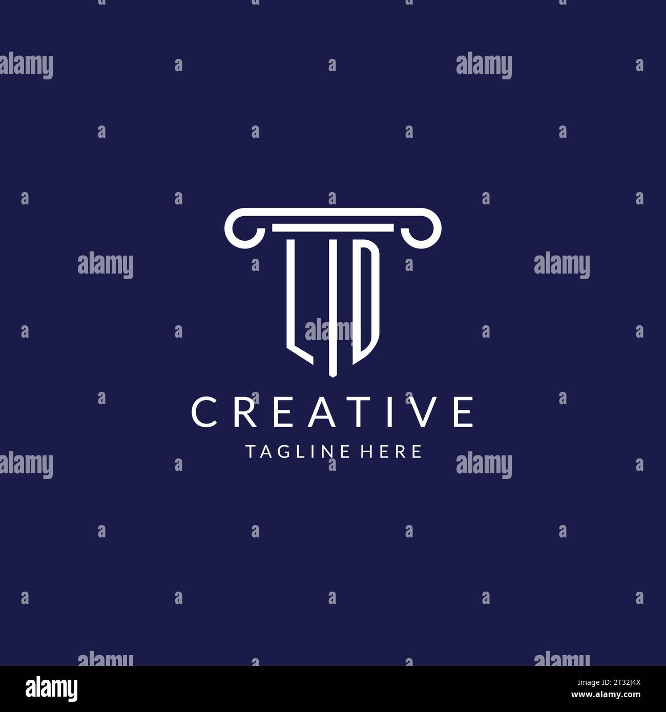 LD logo monogram with pillar shape designs vector Stock Vector