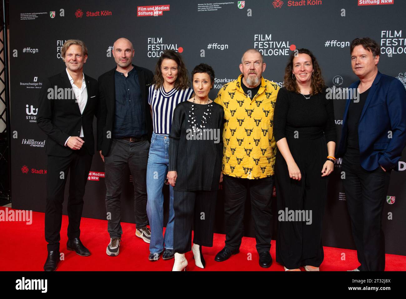 Cologne, Germany. 22nd Oct, 2023. Dietmar Baer, Tinka Fuerst, Charlotte Rolfes, Gotz Bolten, Jan Kruse, Alexandel Bickel, and Jorg Schonenborn are attending the photo call of ''Tatort: Pyramide'' at Film Palast in Cologne, Germany, on October 22, 2023, during the Cologne Film Festival 2023. (Photo by Ying Tang/NurPhoto)0 Credit: NurPhoto SRL/Alamy Live News Stock Photo