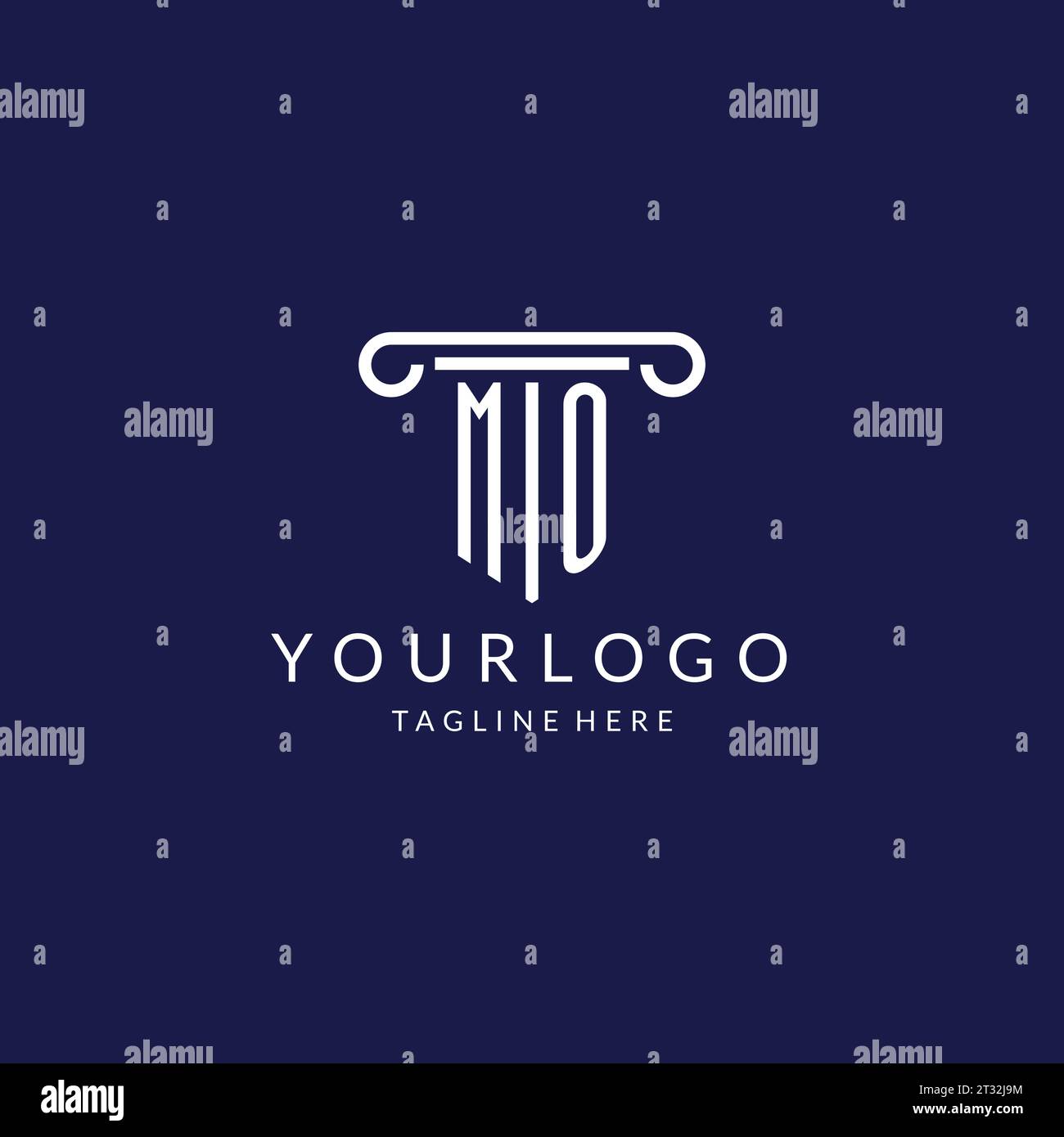 MO logo monogram with pillar shape designs vector Stock Vector