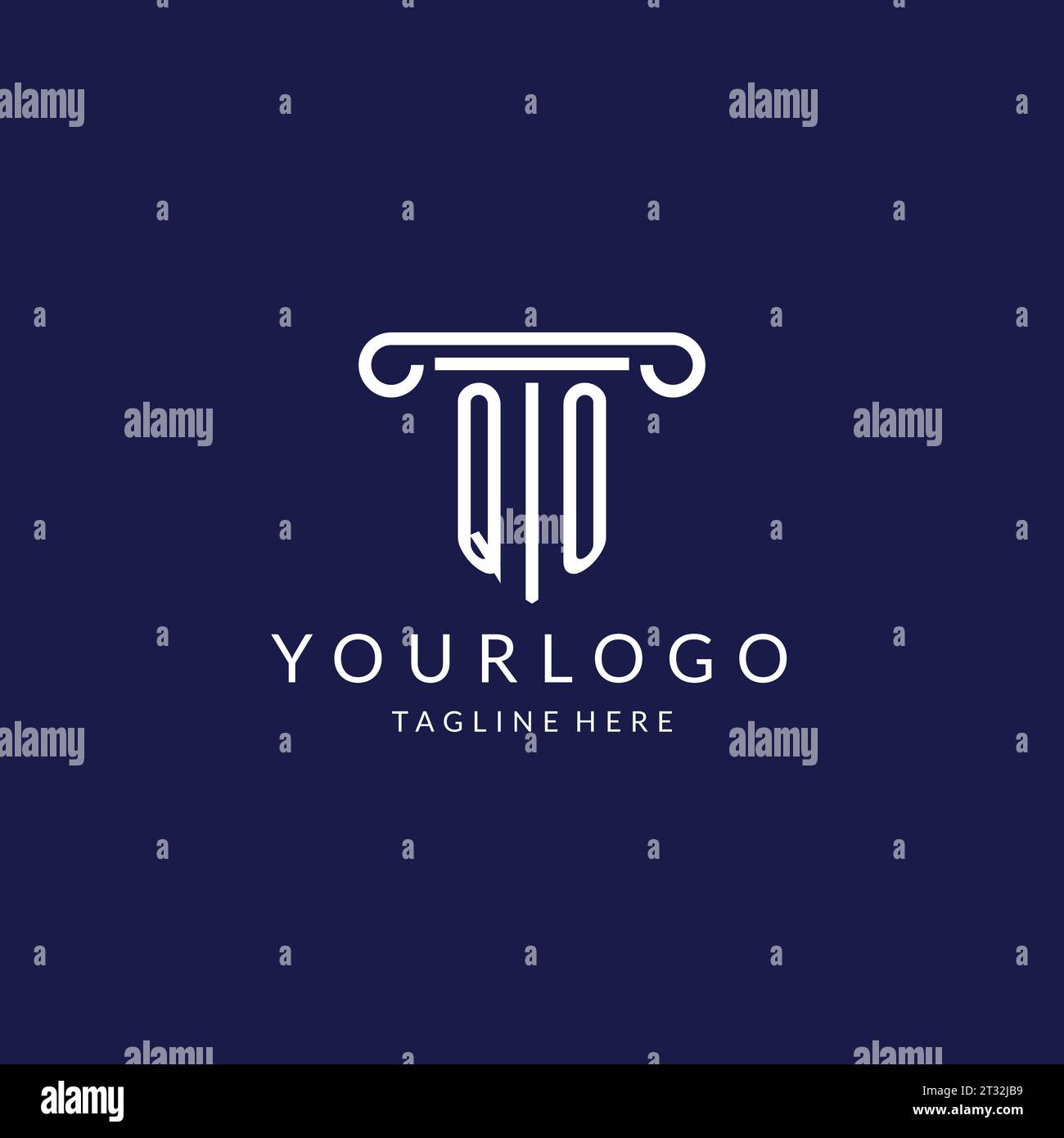 QO logo monogram with pillar shape designs vector Stock Vector
