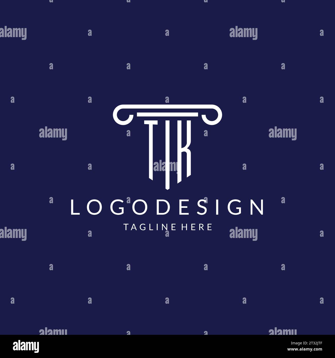 TK logo monogram with pillar shape designs vector Stock Vector