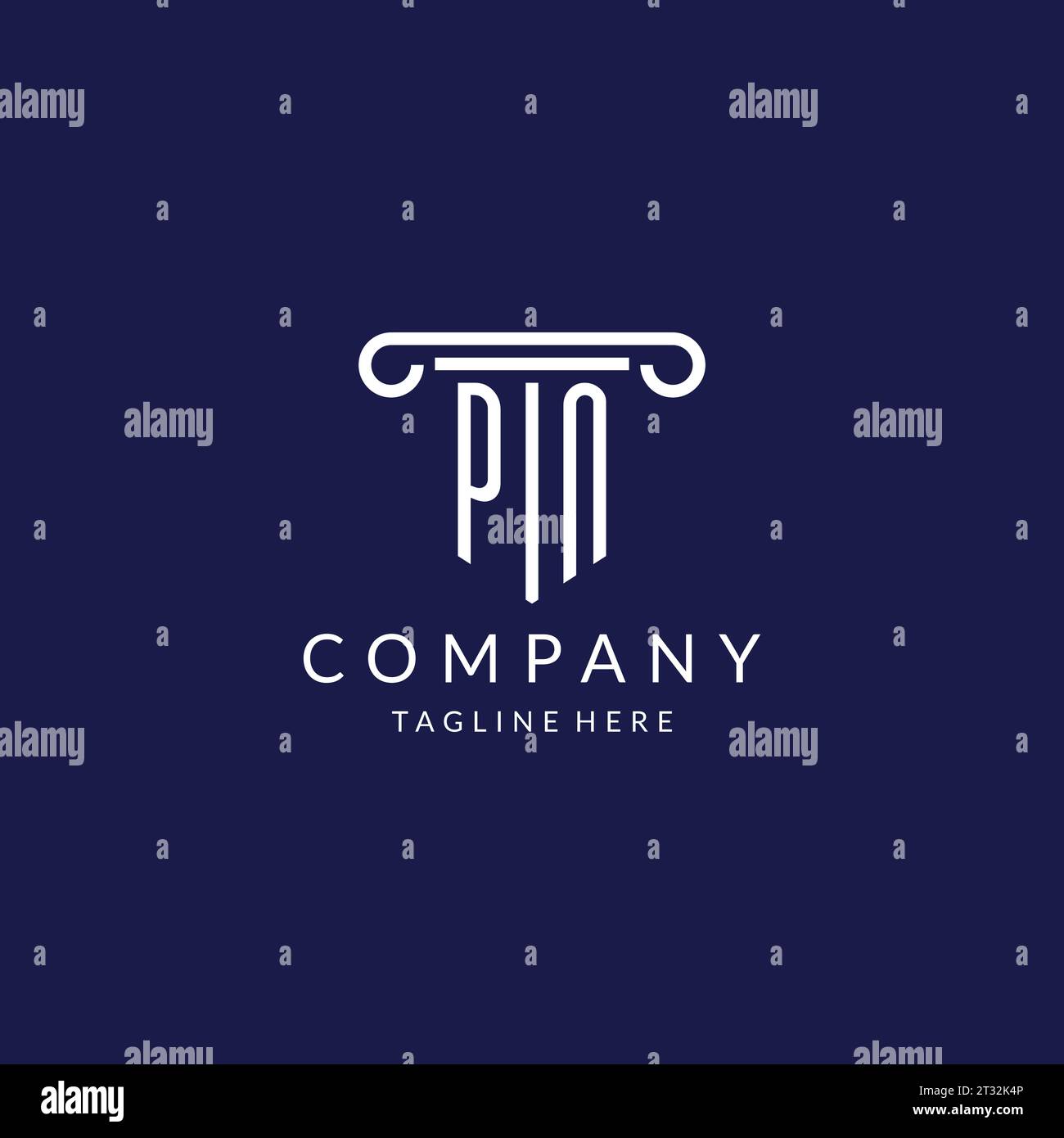 PN logo monogram with pillar shape designs vector Stock Vector