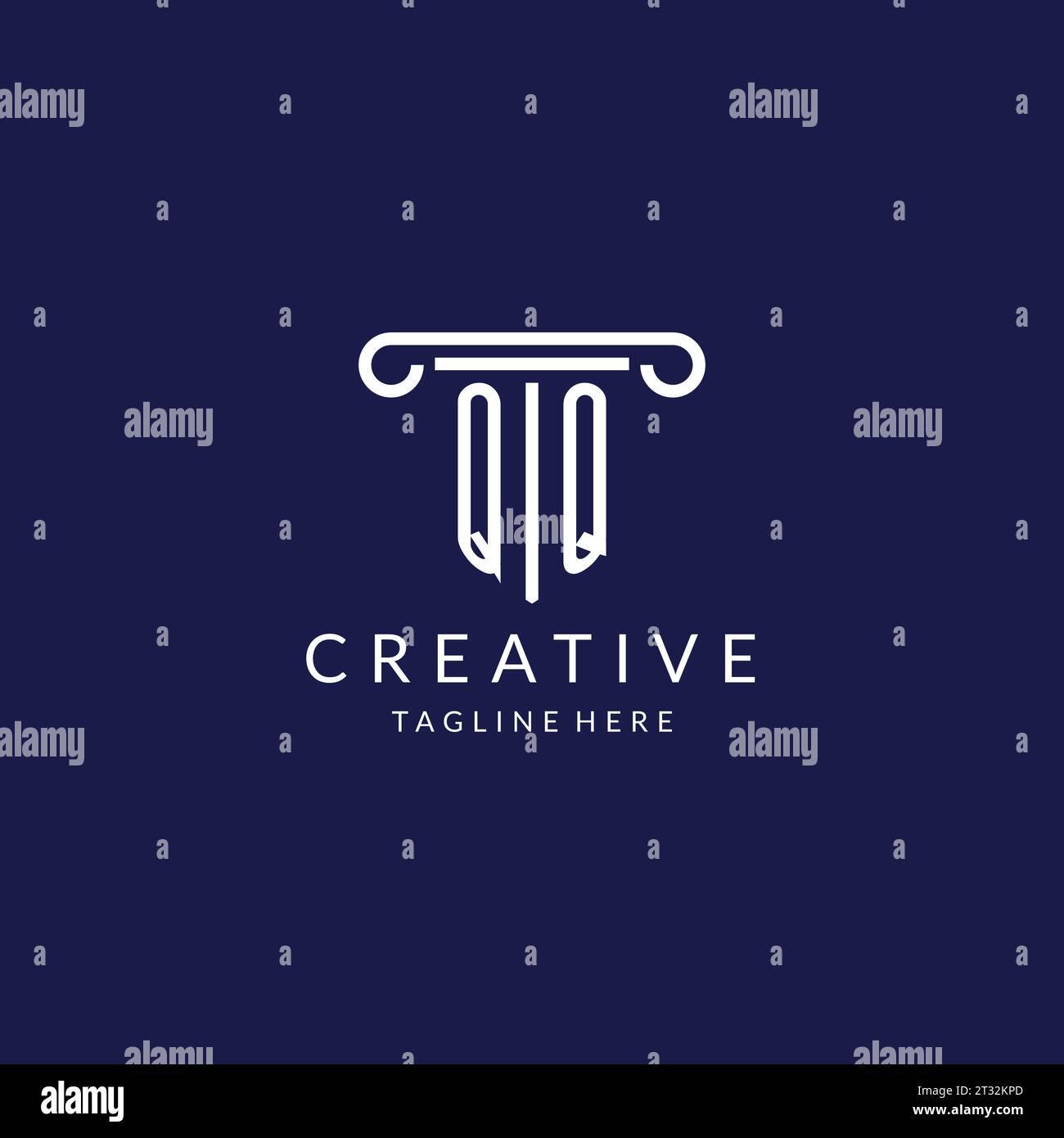 QQ logo monogram with pillar shape designs vector Stock Vector