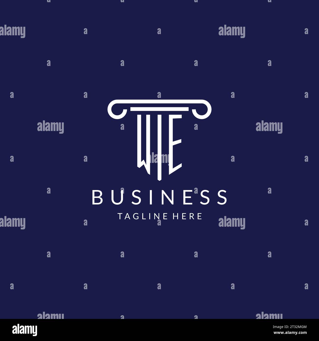 WE logo monogram with pillar shape designs vector Stock Vector