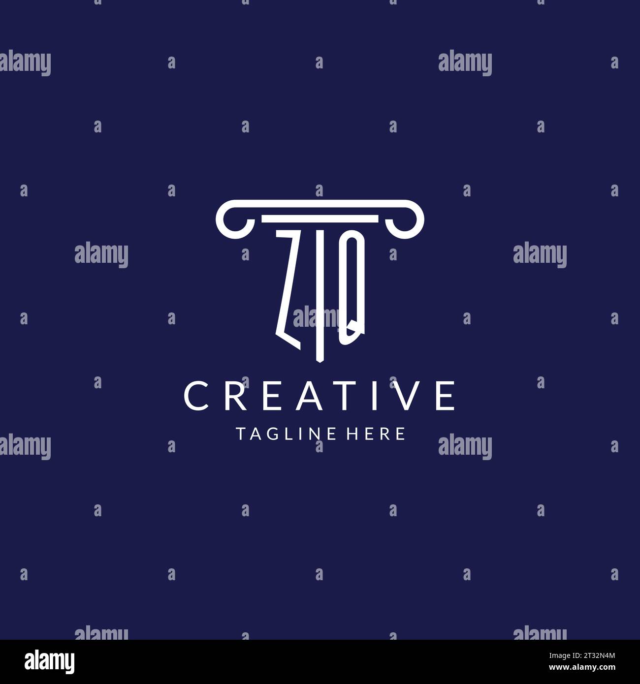 ZQ logo monogram with pillar shape designs vector Stock Vector