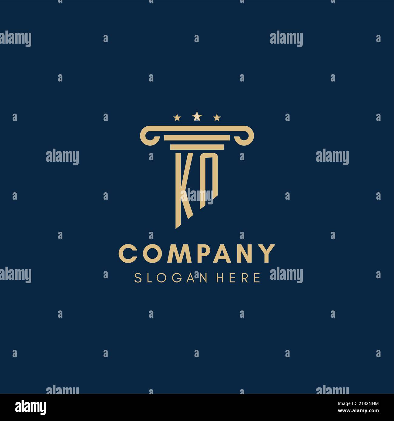 KN monogram initial logo with pillar and stars, legal firm design ...