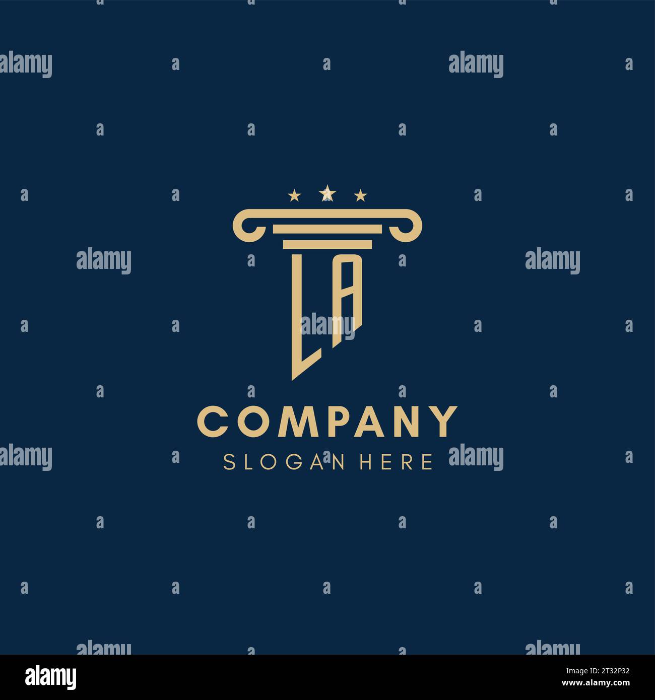 LA monogram initial logo with pillar and stars, legal firm design ...