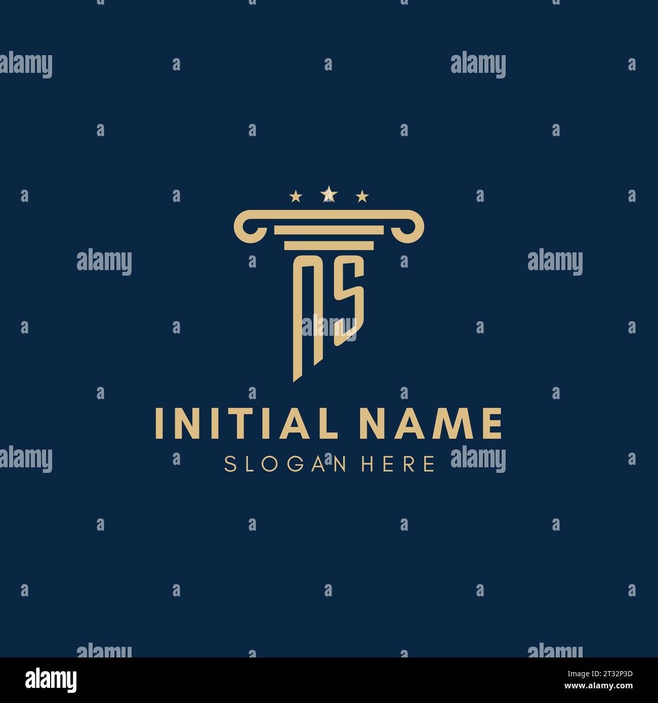 NS monogram initial logo with pillar and stars, legal firm design ...